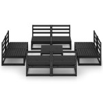 vidaXL Set mobilier de grădină, 9 piese, negru, lemn masiv de pin vidaXL Set mobilier de grădină, 9 piese, negru, lemn masiv de pin