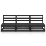 vidaXL Canapea de grădină cu 3 locuri, negru, lemn de pin masiv