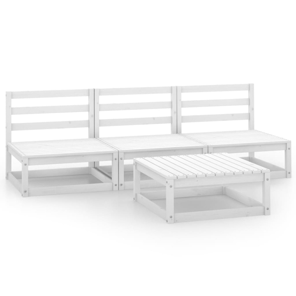 vidaXL Set mobilier de grădină, 4 piese, alb, lemn masiv de pin