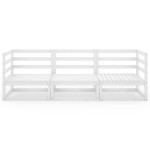 vidaXL Canapea de grădină cu 3 locuri, alb, lemn masiv de pin