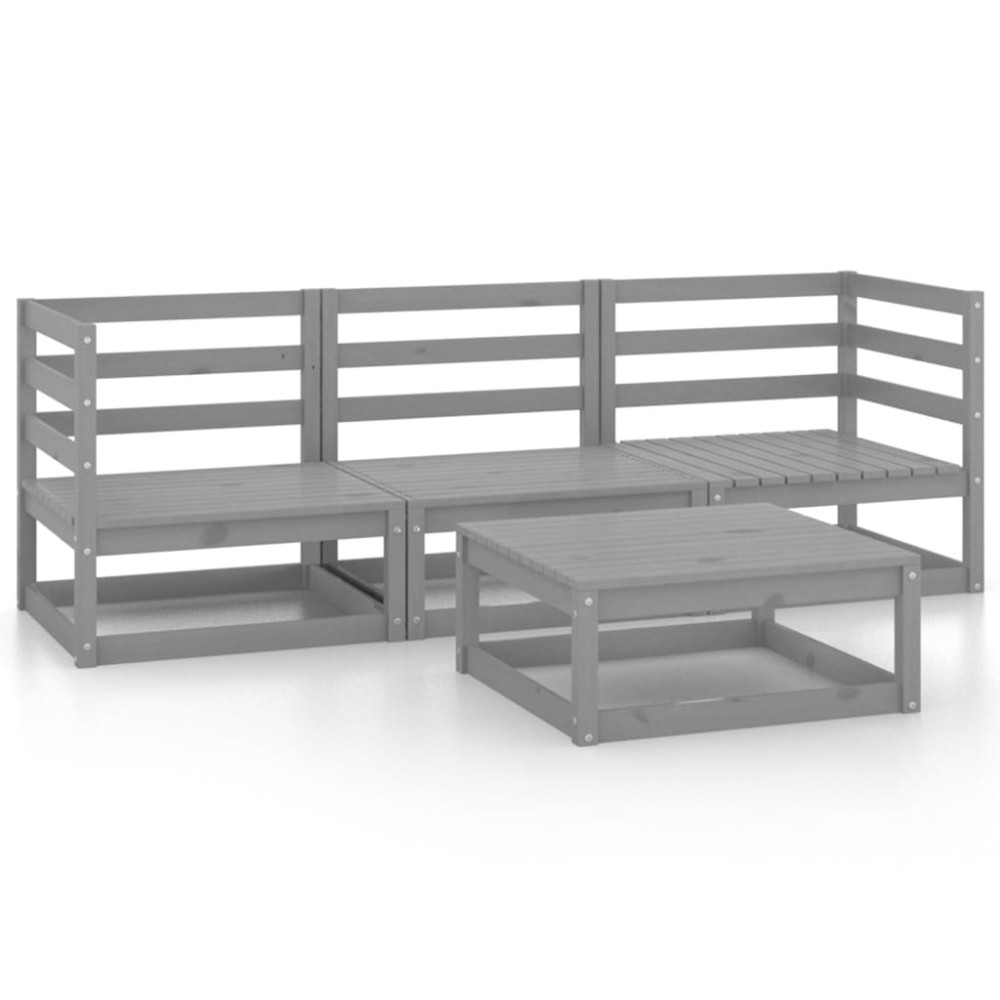 vidaXL Set mobilier de grădină, 4 piese, gri, lemn masiv de pin