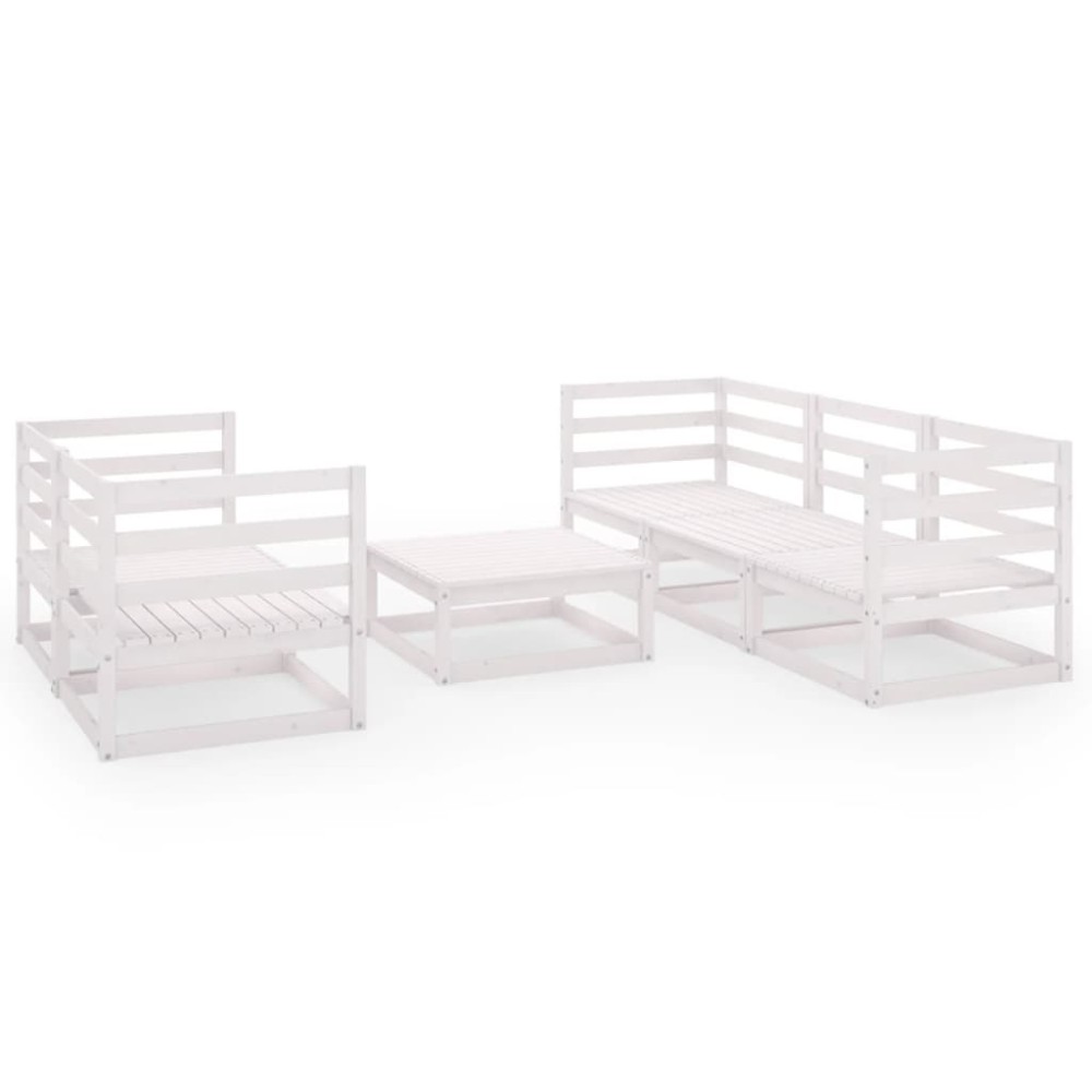 vidaXL Set mobilier de grădină, 6 piese, alb, lemn masiv de pin