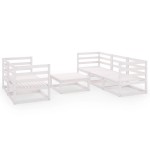 vidaXL Set mobilier de grădină, 6 piese, alb, lemn masiv de pin vidaXL Set mobilier de grădină, 6 piese, alb, lemn masiv de pin