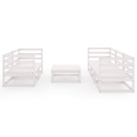 vidaXL Set mobilier de grădină, 6 piese, alb, lemn masiv de pin vidaXL Set mobilier de grădină, 6 piese, alb, lemn masiv de pin