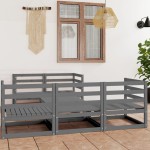 vidaXL Set mobilier de grădină, 6 piese, gri, lemn masiv de pin vidaXL Set mobilier de grădină, 6 piese, gri, lemn masiv de pin