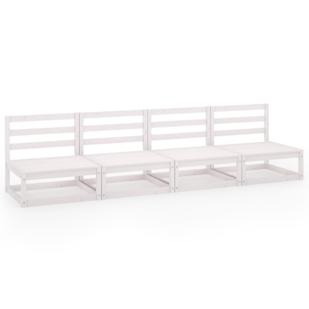 vidaXL Canapea de grădină cu 4 locuri, alb, lemn masiv de pin