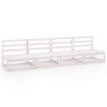vidaXL Canapea de grădină cu 4 locuri, alb, lemn masiv de pin