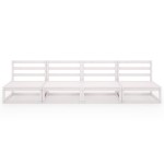 vidaXL Canapea de grădină cu 4 locuri, alb, lemn masiv de pin