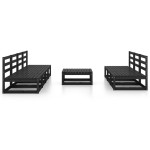 vidaXL Set mobilier de grădină, 8 piese, negru, lemn masiv de pin