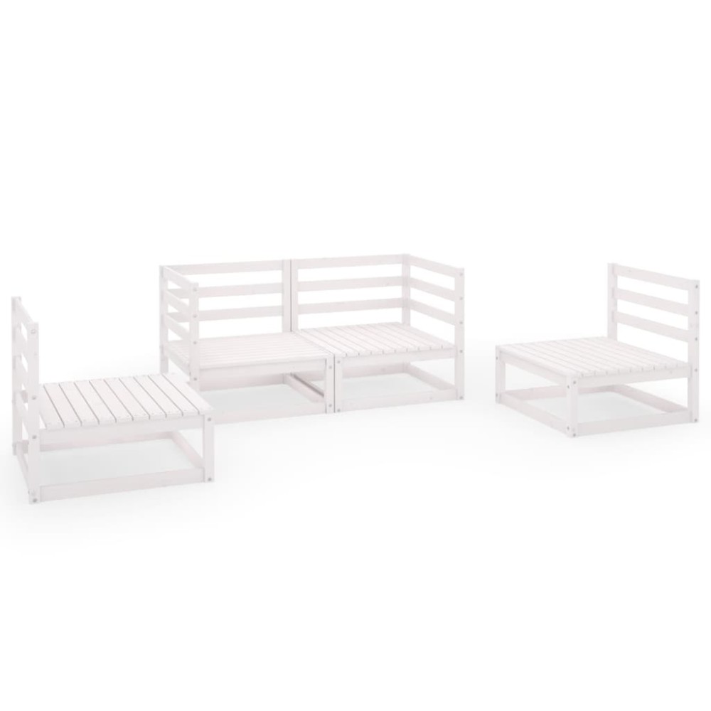 vidaXL Set mobilier de grădină, 4 piese, alb, lemn masiv de pin