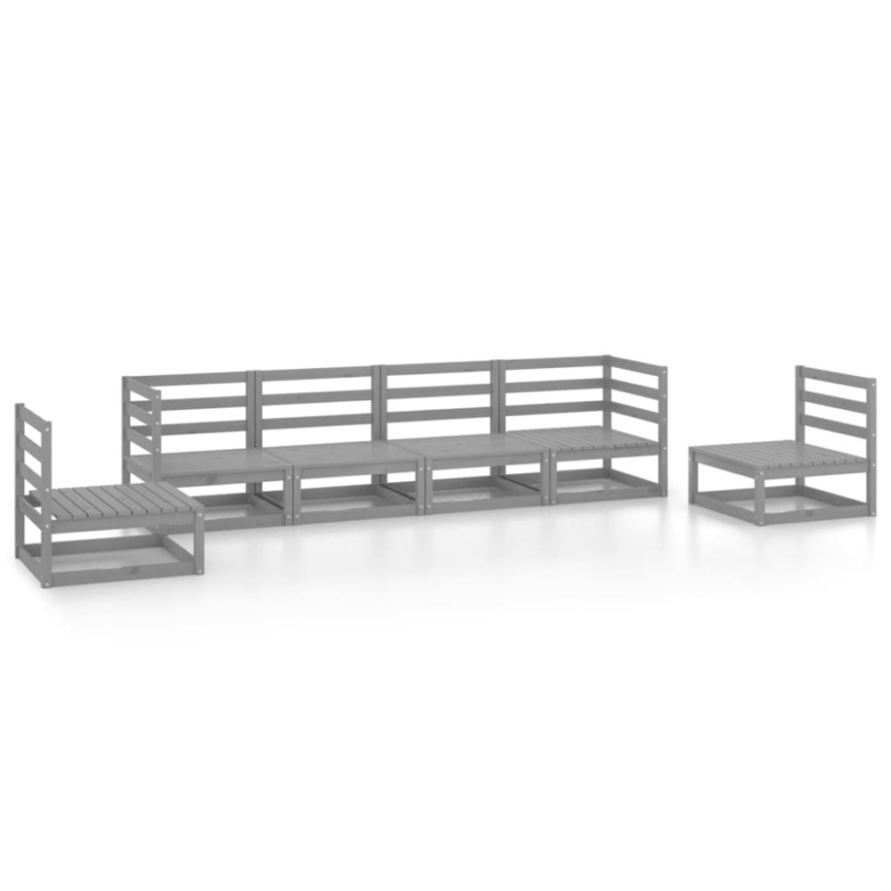 vidaXL Set mobilier de grădină, 6 piese, gri, lemn masiv de pin