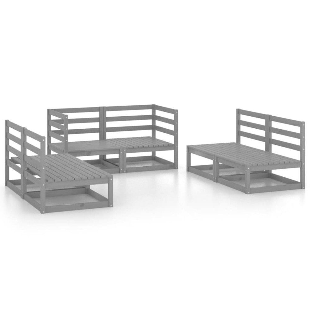 vidaXL Set mobilier de grădină, 6 piese, gri, lemn masiv de pin