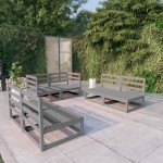 vidaXL Set mobilier de grădină, 6 piese, gri, lemn masiv de pin vidaXL Set mobilier de grădină, 6 piese, gri, lemn masiv de pin