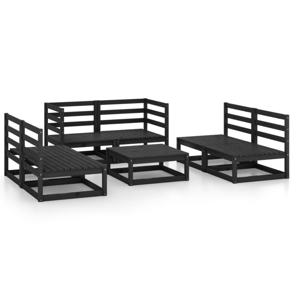 vidaXL Set mobilier de grădină, 7 piese, negru, lemn masiv de pin