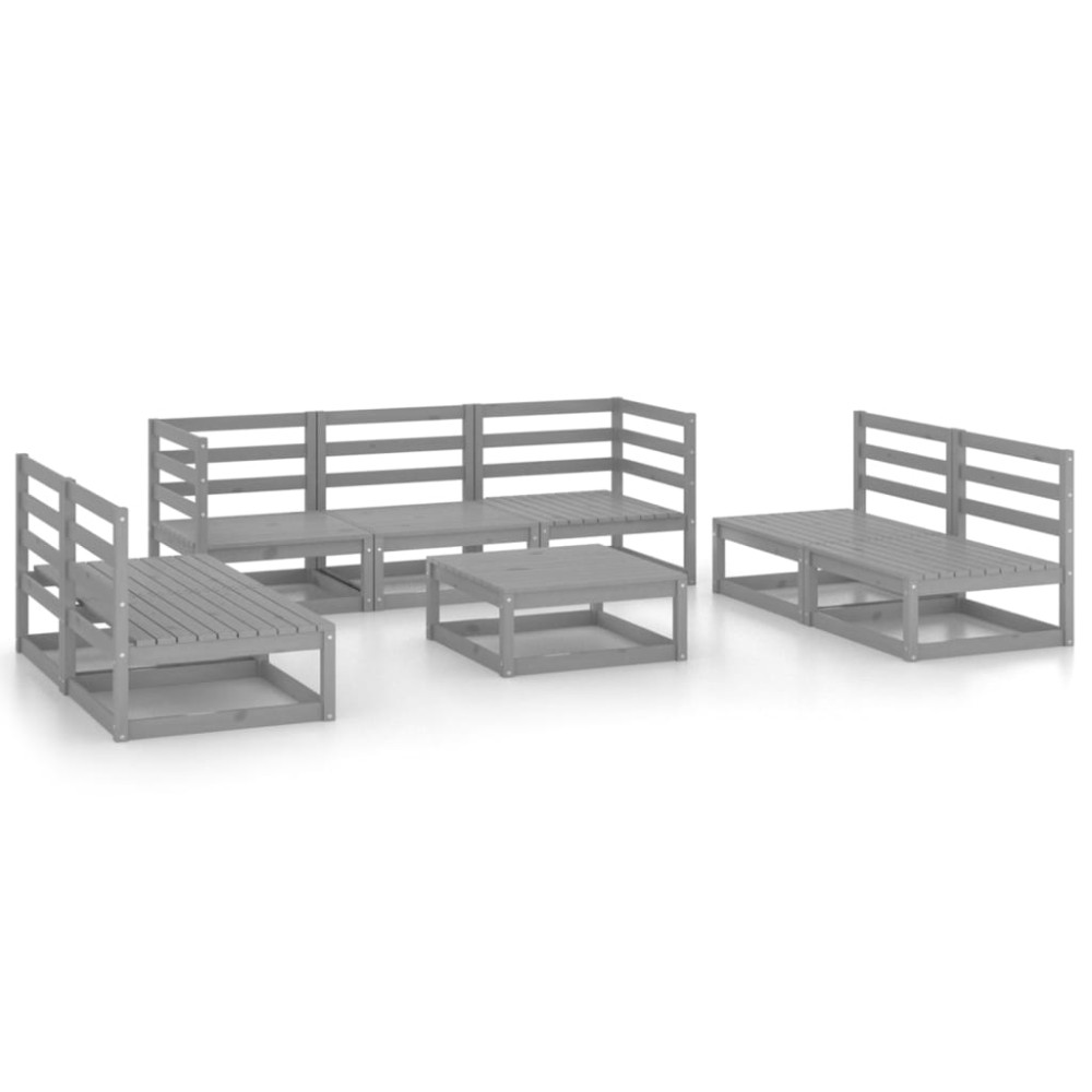 vidaXL Set mobilier de grădină, 8 piese, gri, lemn masiv de pin