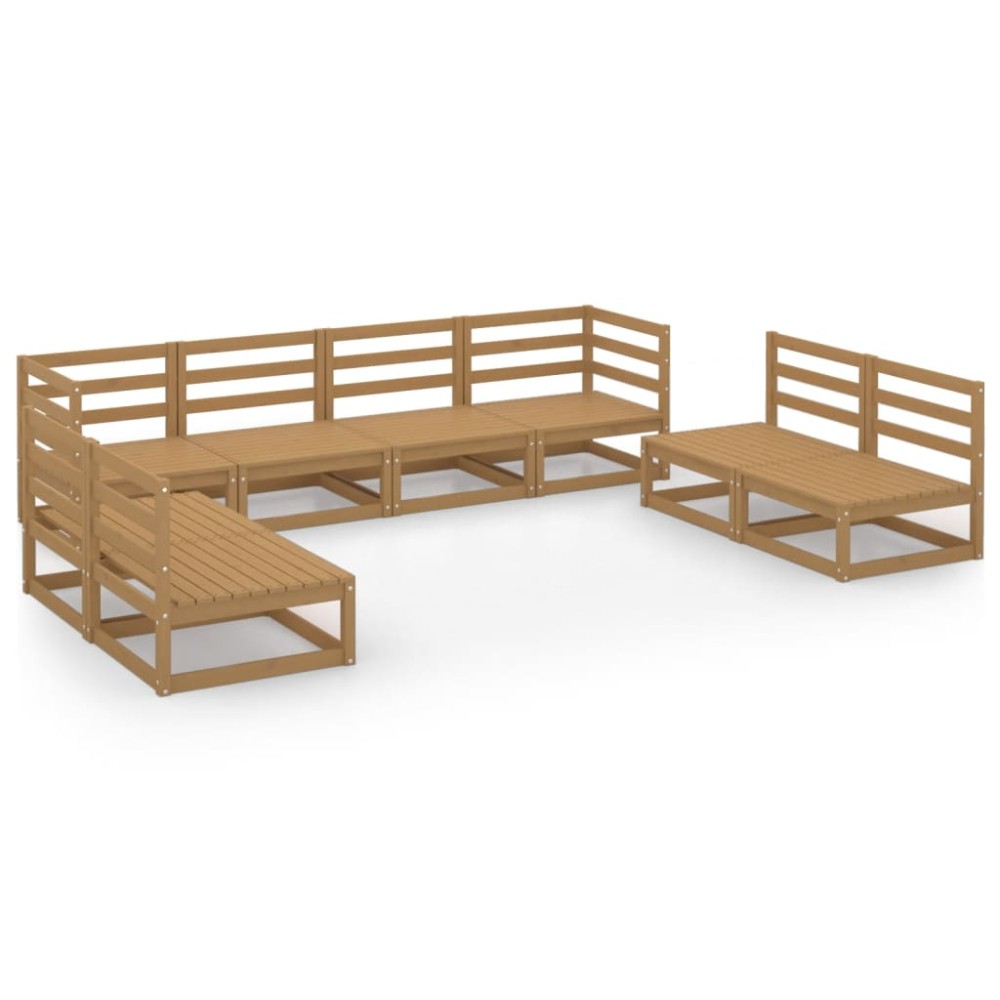 vidaXL Set mobilier de grădină, 8 piese, maro miere, lemn masiv de pin