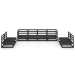 vidaXL Set mobilier de grădină, 8 piese, negru, lemn masiv de pin