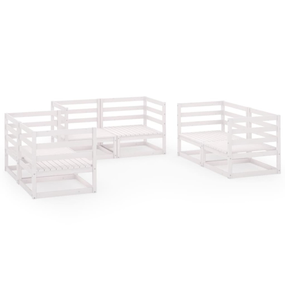 vidaXL Set mobilier de grădină, 6 piese, alb, lemn masiv de pin