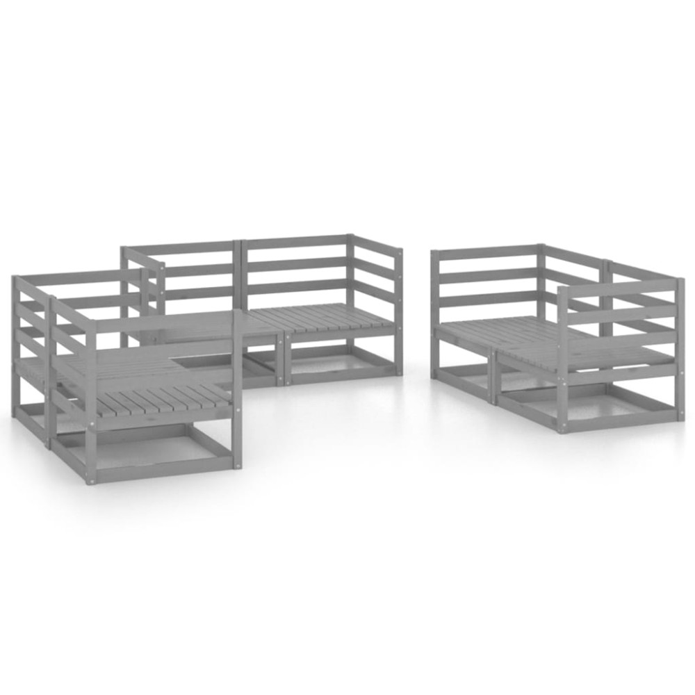 vidaXL Set mobilier de grădină, 6 piese, gri, lemn masiv de pin