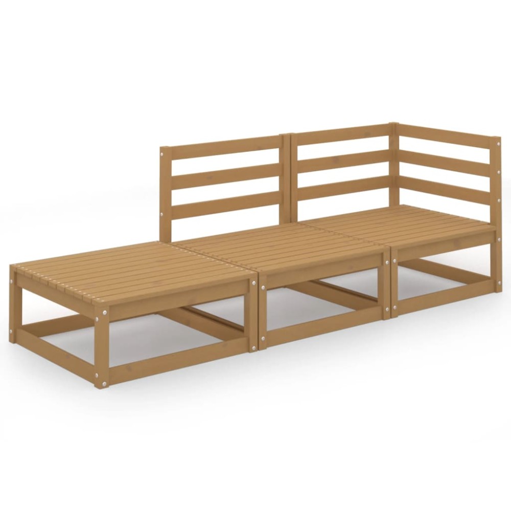 vidaXL Set mobilier de grădină, 3 piese, maro miere, lemn masiv de pin