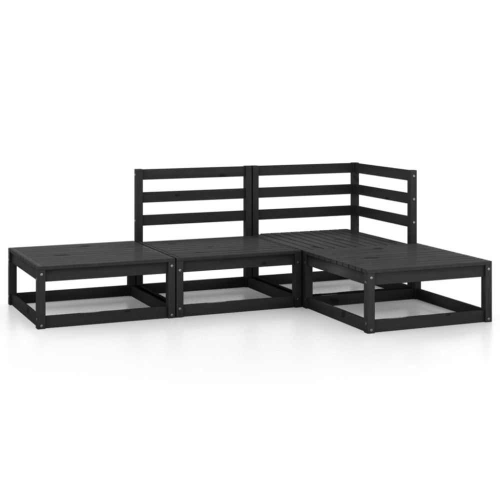 vidaXL Set mobilier de grădină, 4 piese, negru, lemn masiv de pin