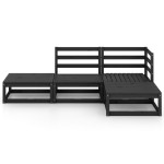 vidaXL Set mobilier de grădină, 4 piese, negru, lemn masiv de pin vidaXL Set mobilier de grădină, 4 piese, negru, lemn masiv de pin