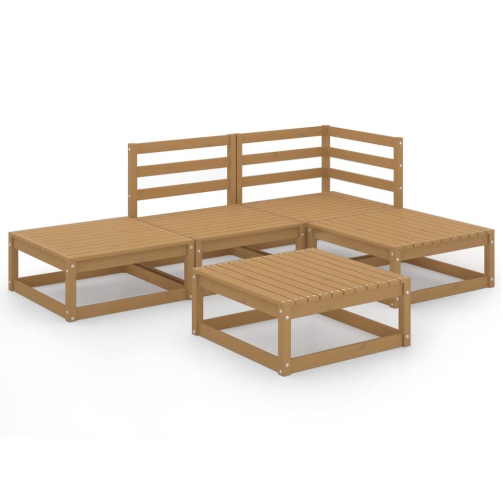 vidaXL Set mobilier de grădină, 5 piese, maro miere, lemn masiv de pin