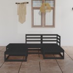vidaXL Set mobilier de grădină, 5 piese, negru, lemn masiv de pin vidaXL Set mobilier de grădină, 5 piese, negru, lemn masiv de pin