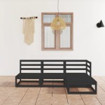 vidaXL Set mobilier de grădină, 4 piese, negru, lemn masiv de pin vidaXL Set mobilier de grădină, 4 piese, negru, lemn masiv de pin
