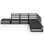 vidaXL Set mobilier de grădină, 7 piese, negru, lemn masiv de pin