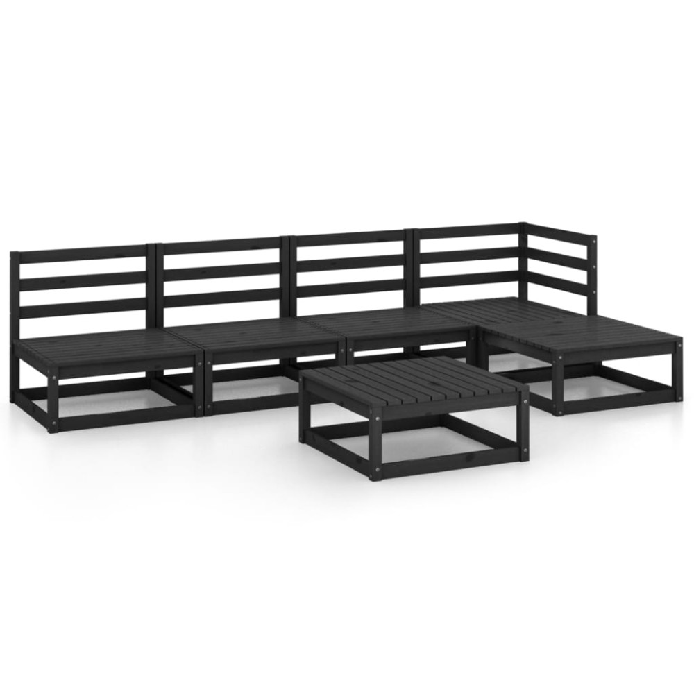 vidaXL Set mobilier de grădină, 5 piese, negru, lemn masiv de pin