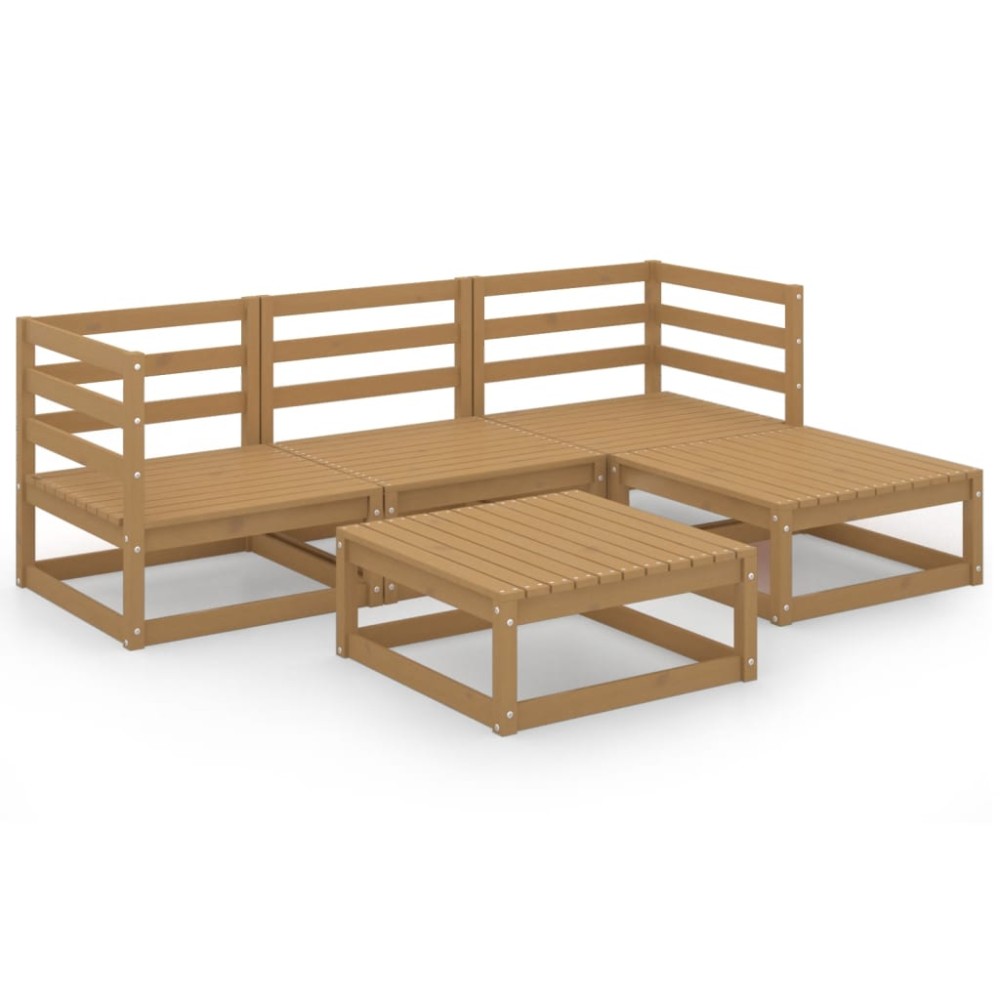 vidaXL Set mobilier de grădină, 5 piese, maro miere, lemn masiv de pin