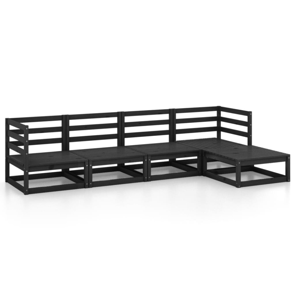 vidaXL Set mobilier de grădină, 5 piese, negru, lemn masiv de pin