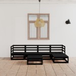 vidaXL Set mobilier de grădină, 6 piese, negru, lemn masiv de pin