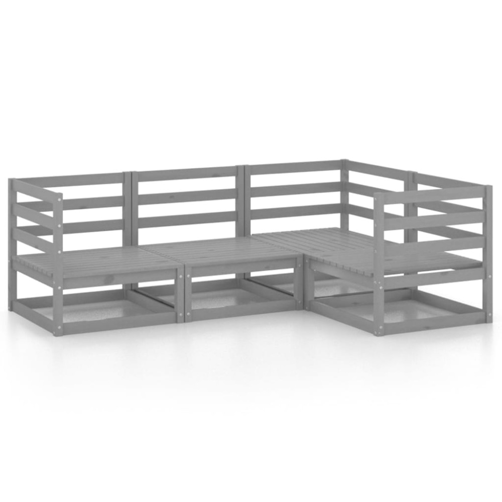 vidaXL Set mobilier de grădină, 4 piese, gri, lemn masiv de pin