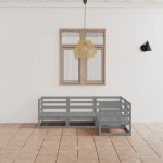 vidaXL Set mobilier de grădină, 4 piese, gri, lemn masiv de pin