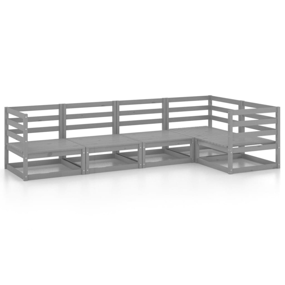 vidaXL Set mobilier de grădină, 5 piese, gri, lemn masiv de pin