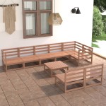 vidaXL Set mobilier de grădină, 9 piese, maro miere, lemn masiv de pin vidaXL Set mobilier de grădină, 9 piese, maro miere, lemn masiv de pin