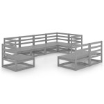 vidaXL Set mobilier de grădină, 8 piese, gri, lemn masiv de pin