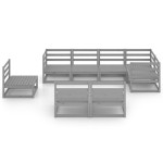 vidaXL Set mobilier de grădină, 8 piese, gri, lemn masiv de pin