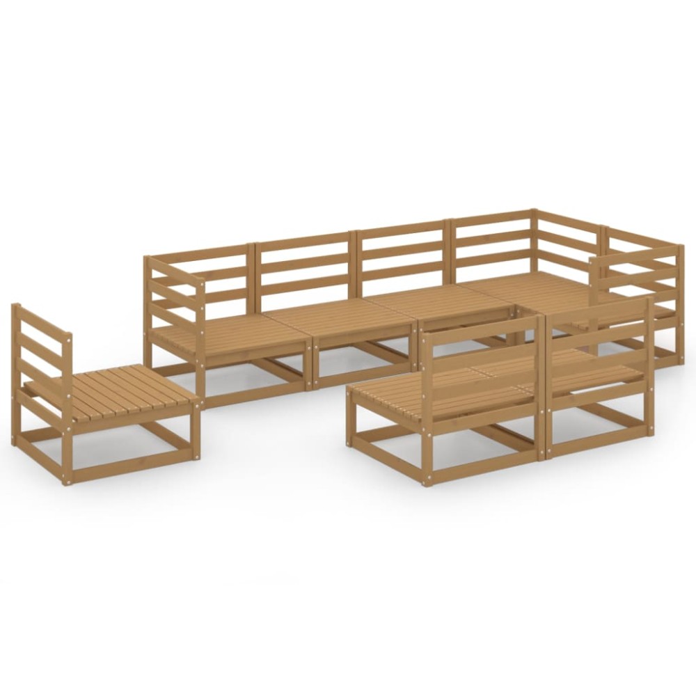 vidaXL Set mobilier de grădină, 8 piese, maro miere, lemn masiv de pin