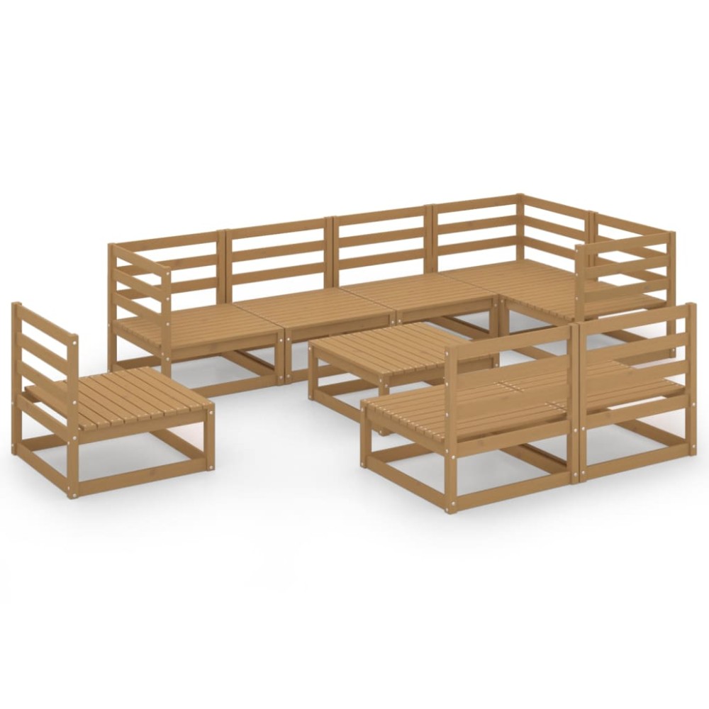 vidaXL Set mobilier de grădină, 9 piese, maro miere, lemn masiv de pin
