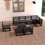 vidaXL Set mobilier de grădină, 9 piese, negru, lemn masiv de pin vidaXL Set mobilier de grădină, 9 piese, negru, lemn masiv de pin