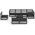 vidaXL Set mobilier de grădină, 9 piese, negru, lemn masiv de pin vidaXL Set mobilier de grădină, 9 piese, negru, lemn masiv de pin