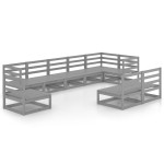 vidaXL Set mobilier de grădină, 9 piese, gri, lemn masiv de pin vidaXL Set mobilier de grădină, 9 piese, gri, lemn masiv de pin