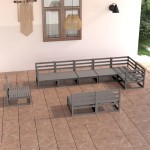 vidaXL Set mobilier de grădină, 9 piese, gri, lemn masiv de pin vidaXL Set mobilier de grădină, 9 piese, gri, lemn masiv de pin