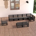 vidaXL Set mobilier de grădină, 9 piese, negru, lemn masiv de pin vidaXL Set mobilier de grădină, 9 piese, negru, lemn masiv de pin