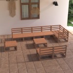 vidaXL Set mobilier de grădină, 10 piese, maro miere, lemn masiv pin vidaXL Set mobilier de grădină, 10 piese, maro miere, lemn masiv pin