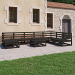 vidaXL Set mobilier de grădină, 9 piese, negru, lemn masiv de pin vidaXL Set mobilier de grădină, 9 piese, negru, lemn masiv de pin