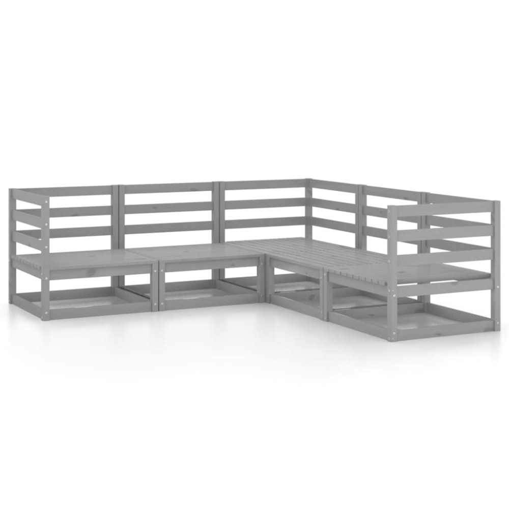 vidaXL Set mobilier de grădină, 5 piese, gri, lemn masiv de pin